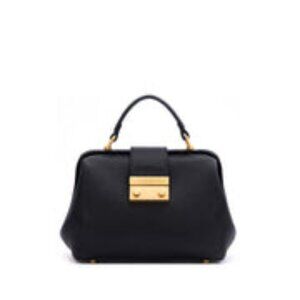 Brandon Blackwood - Elizabeth Doctor Bag -Black Leather w/ Brass (Gold) Hardware